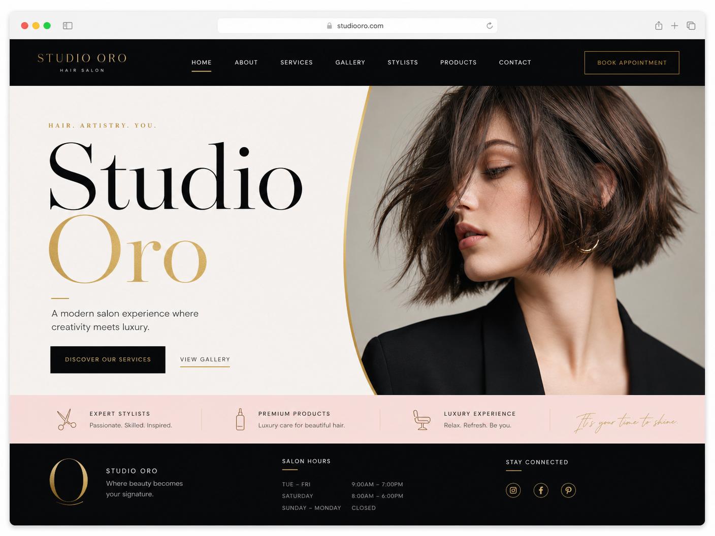 Studio Oro website mockup